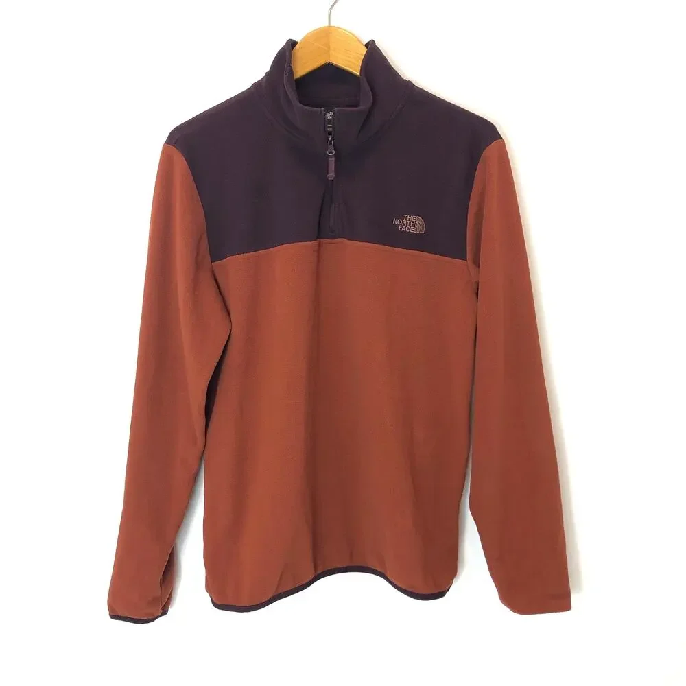 The North Face - Men's 1/4 Zip Fleece Pullover Sweater - Orange/Plum - Sz Med.